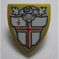 Part 3846pb32 Light Bluish Gray Minifig, Shield Triangular with Red St. George's Cross and Helmet with Face Grille Pattern 